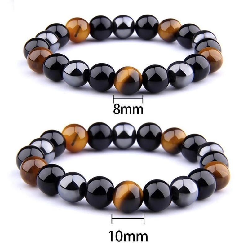 1gaya Retro Laki-Laki Tiger Eye Hematite Bead Gelang Perawatan Kesehatan Magnet Pelangsing Gelang