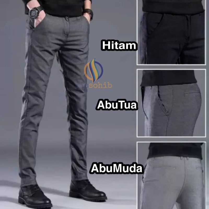 CELANA KANTOR PRIA FORMAL SLIMFIT BAHAN DASAR KAIN WOLL