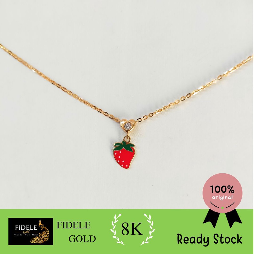 Kalung Anak Strawberry Merah Buah Kalung anak emas asli kadar 375