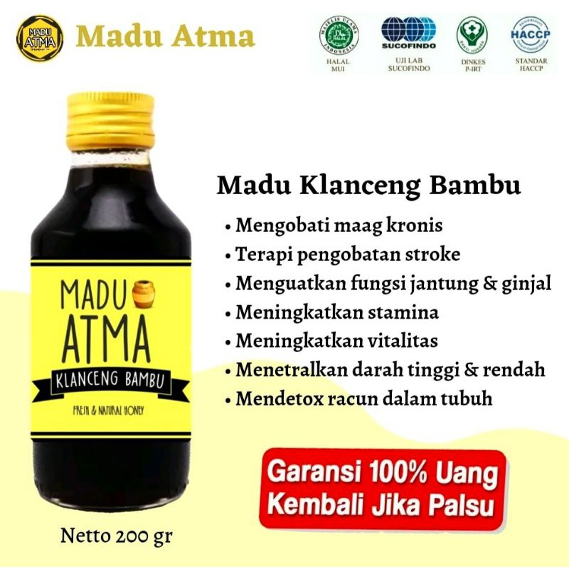 

MADU KLANCENG BAMBU lebah jenis apis trigona GARANSI 100% ASLI kemasan 200gr MADU ATMA
