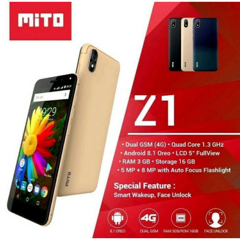 Hp Android Smartphone Mito Z1 Ram3/16 free Handsfree Promo cuci gudang