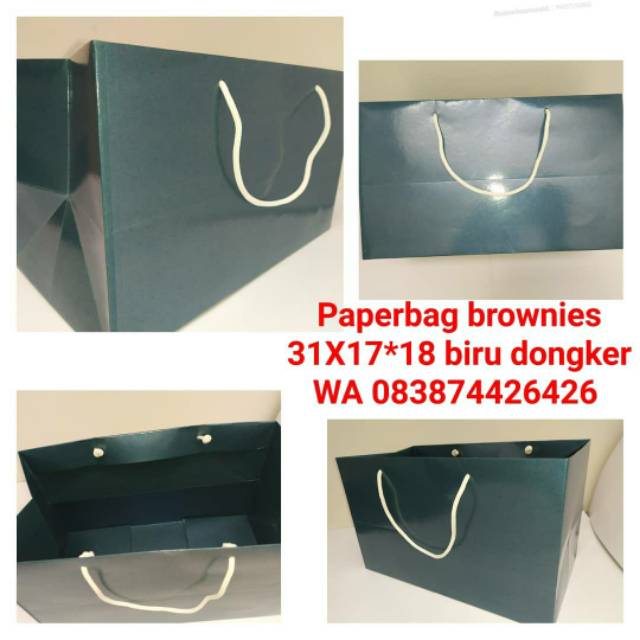 

Paperbag brownies UK 31*17*18 biru dongker glossy