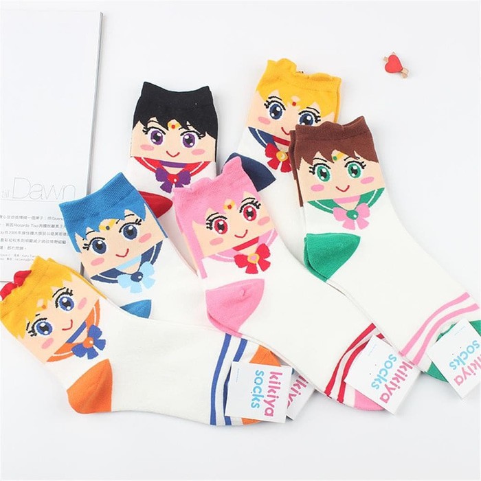 CLEARANCE SALE - KSKI0002 - Kaos Kaki Wanita Pendek Medium Betis Cosplay Anime Japan Japanese Kawaii Sailormoon