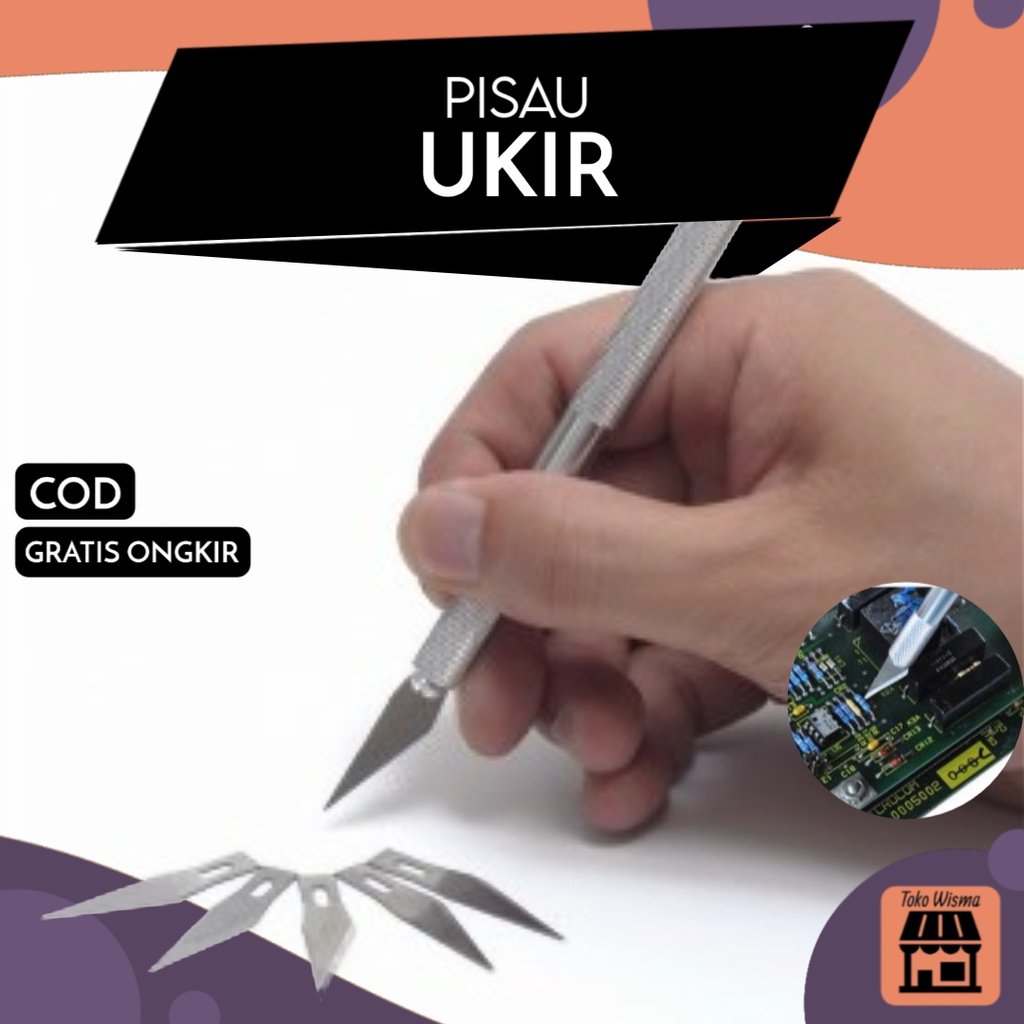 

KNIFEZER Pisau Ukir Seni Hobby Crafting Art Knife Metal Handle with 4 PCS Blade Pahat Sculpting