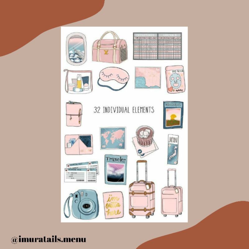 45pcs Sticker Tumblr Travelling 1