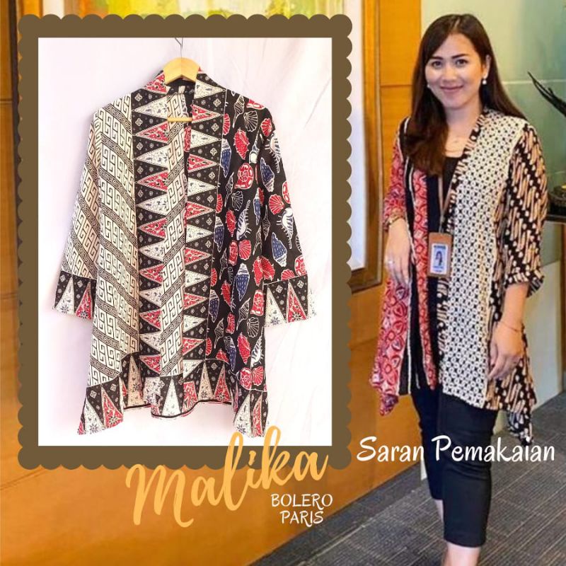 Outer Cardigan Blazer Batik Wanita Modern Luaran Vest Batik Premium Bahan Katun Paris Asli Soli Sera