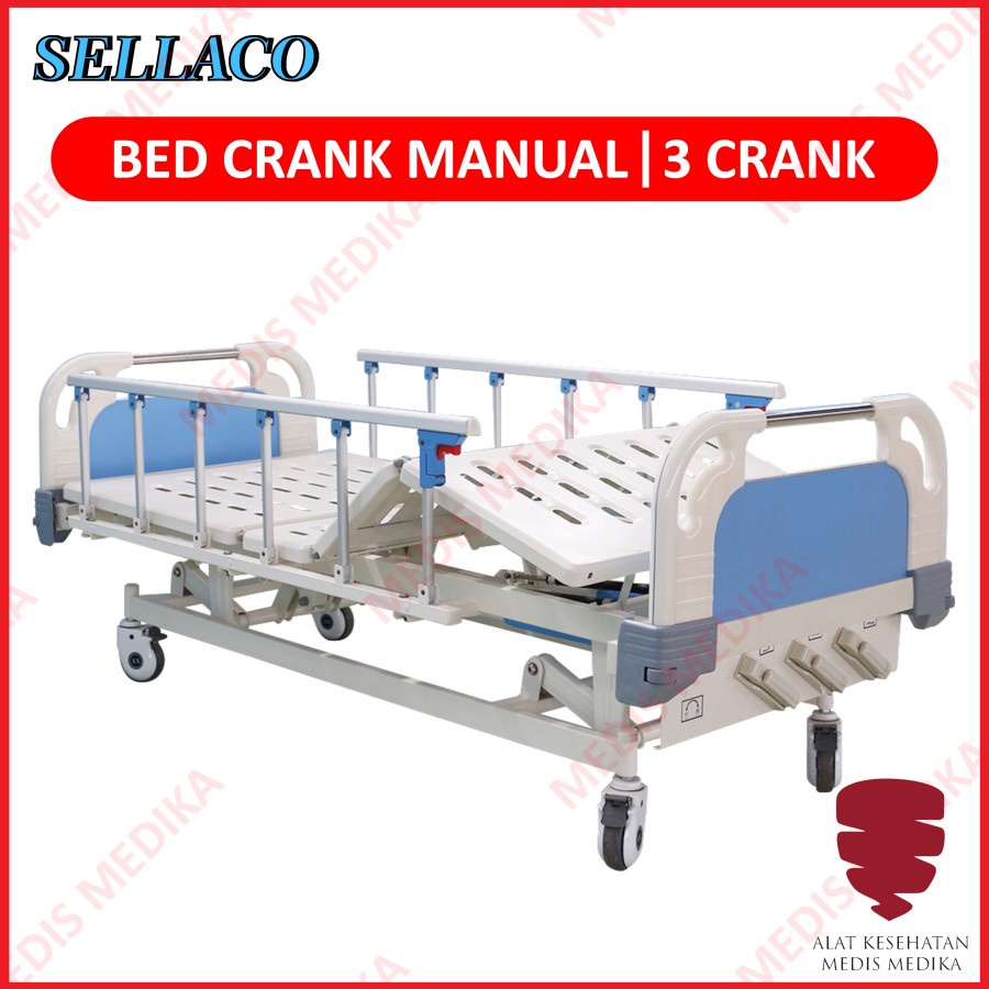Bed Electric 3 Crank Manual Ranjang Tempat Tidur Pasien Rumah Sakit Hospital