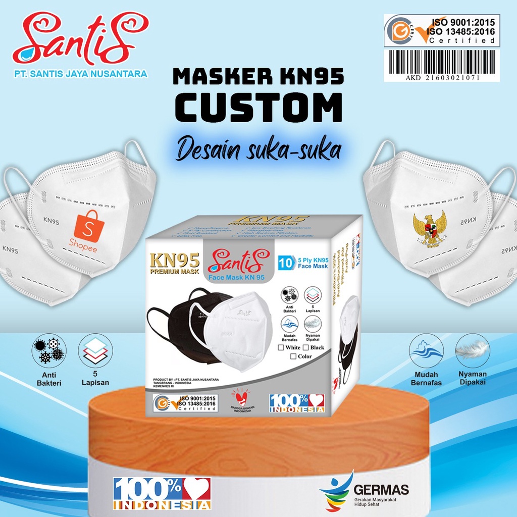 Masker KN 95 Custom / Masker Custom Logo / Masker Custom Santis