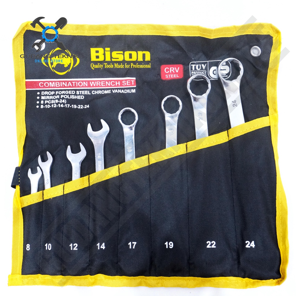 Kunci Ring Pas 1 SET 8pcs 8-19mm BISON / Combination Wrench 8 Pcs - Kunci Pas Ring 8 pcs 8-24mm BISON