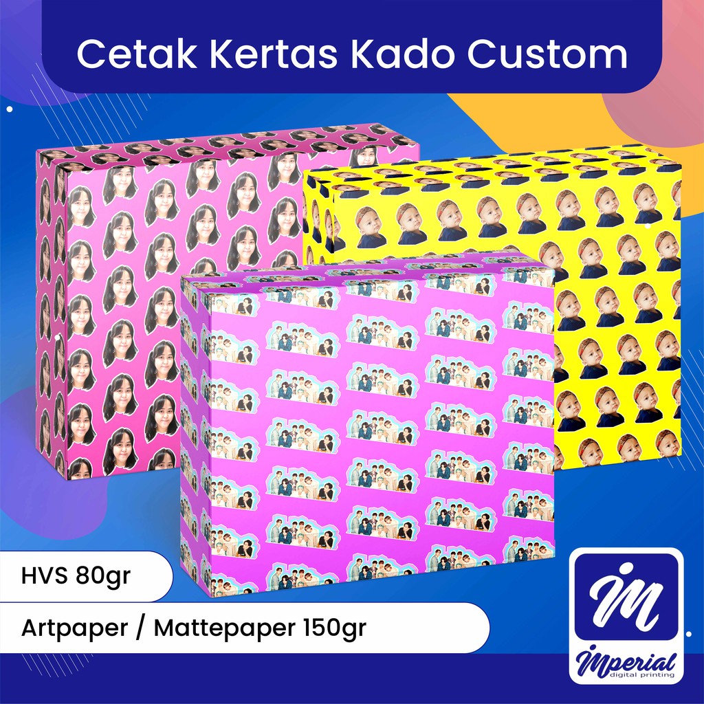 

Cetak Kertas Kado Custom (3 Lembar A3+) Pakai Foto Sendiri / Bias / Teman / Pacar / Gift Paper Viral