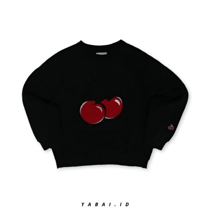 Kirsh Big Cherry Crewneck Black