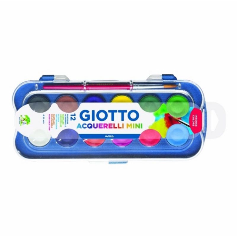 

Giotto Watercolor Mini 12 Warna 23 mm Cat Air Anak Non Toxic Free Kuas