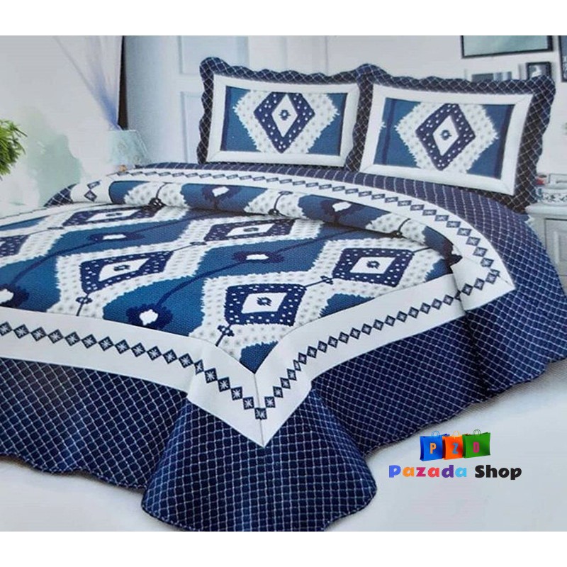 Bed Cover Shabby Chic - Bedcover Vintage Story - Quilt Cover King Katun motif Patchwork Size 230x250