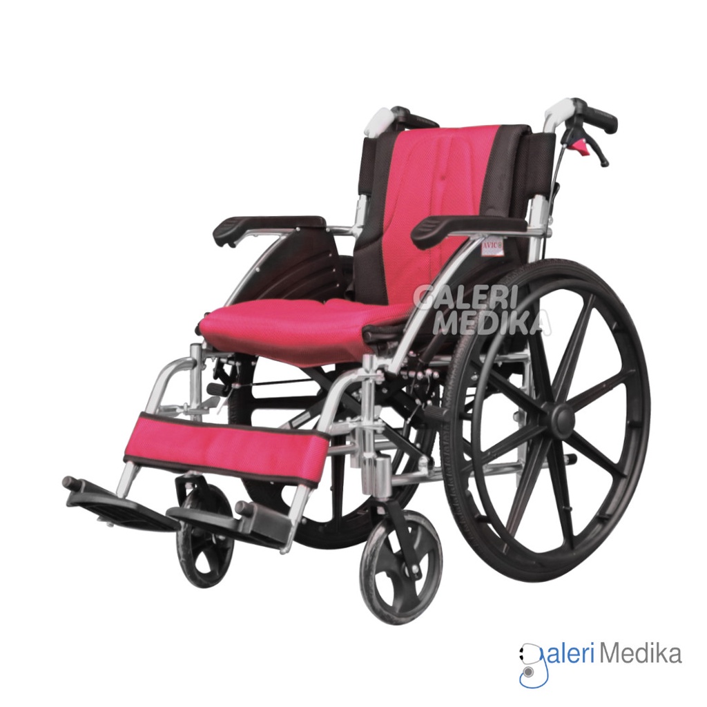 Kursi Roda Aluminium Avico Atlas Deluxe / Aluminium Wheelchair Busa Tebal Nyaman (Khusus GOJEK)