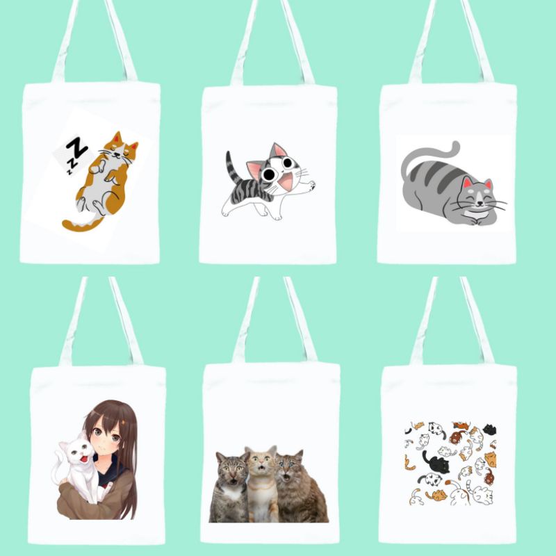 PART 1 CATS / KUCING New totebag aesthetic printing (resleting) drill premium (100) || kiiyoomii ||