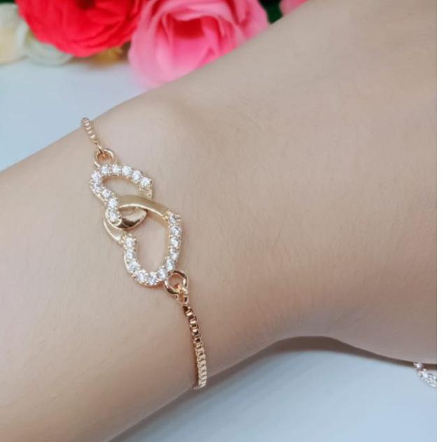 ➬ Gelang serut dewasa motif love titanium asli perhiasan wanita mewah ♙