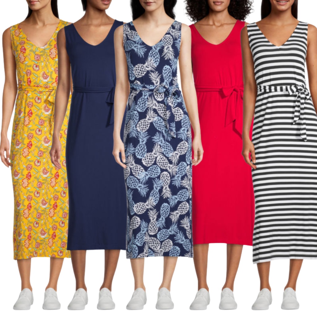 BIG SIZE S' john's Bay Sleeveless V-neck Dress Dress Tanpa Lengan // Sisa Ekspor