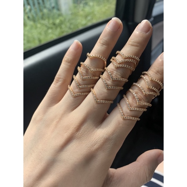 Cincin emas aurel mata putih full rosegold
