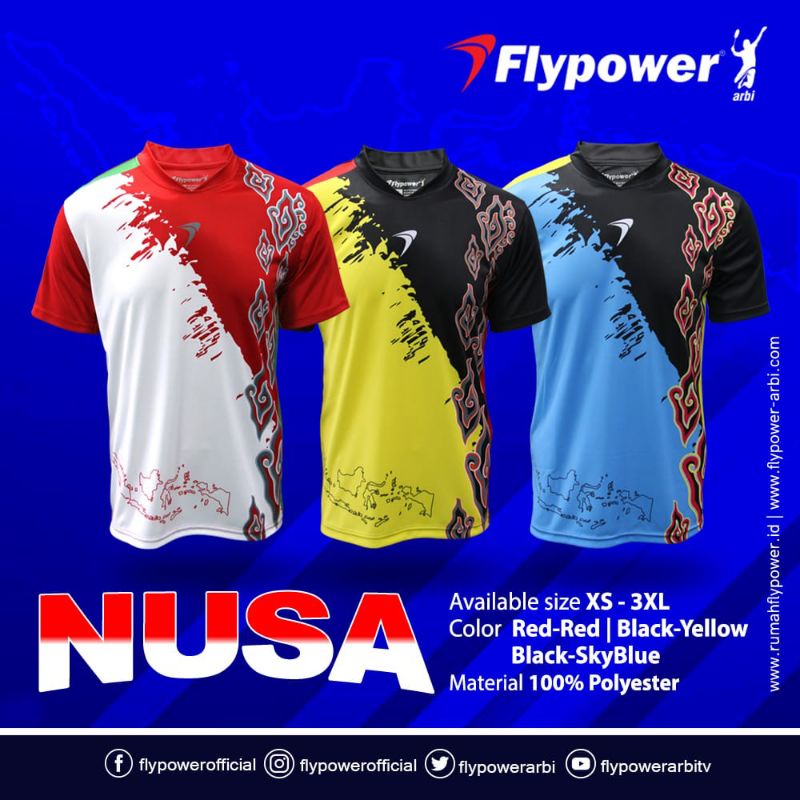 kaos bulutangkis flypower nusa jersey