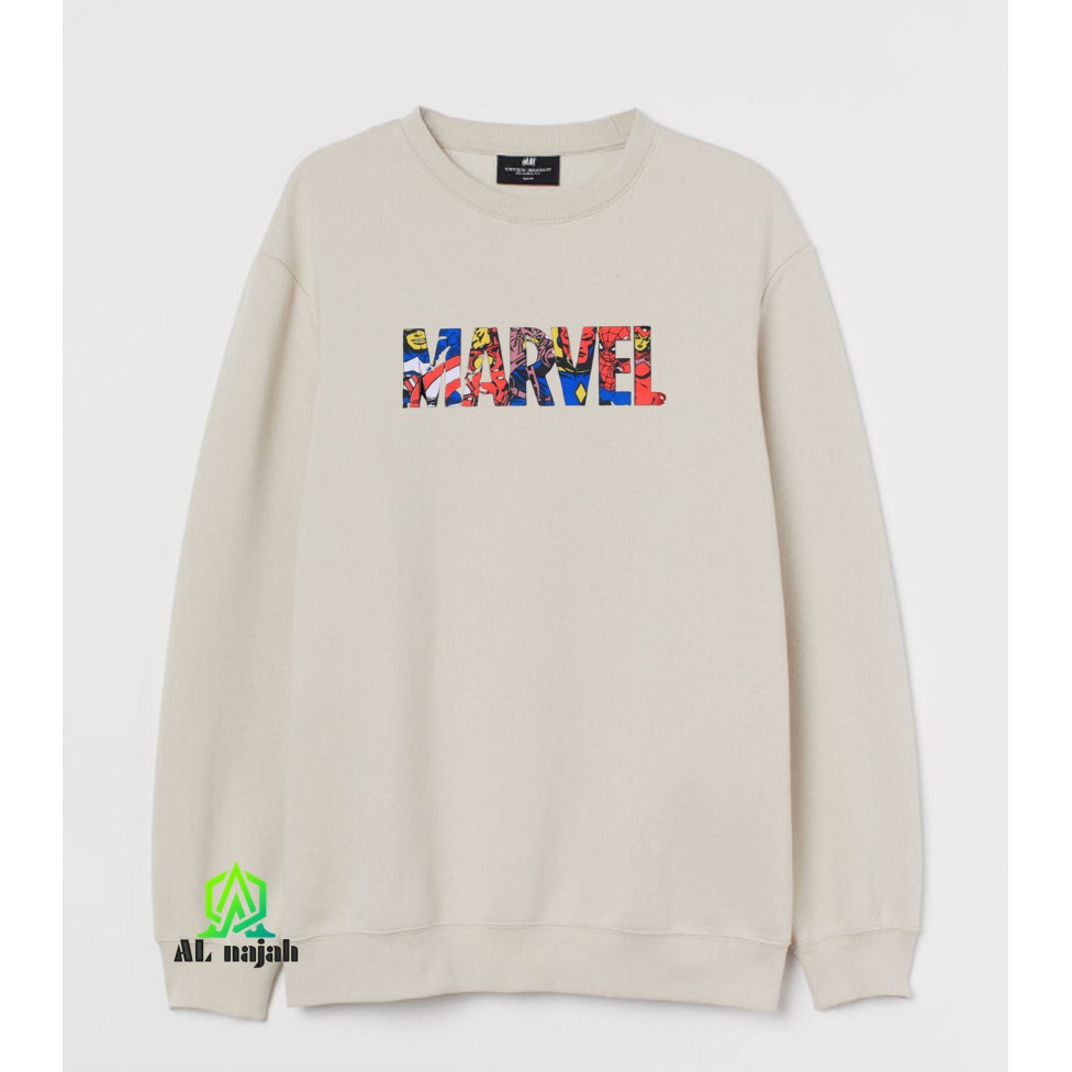 Nasa H&amp;M-Sweater Hoodie Crewenk Marvel Hijau Original - Hoodie Crunek MARVEL Distro Termurah Bahan Tebal