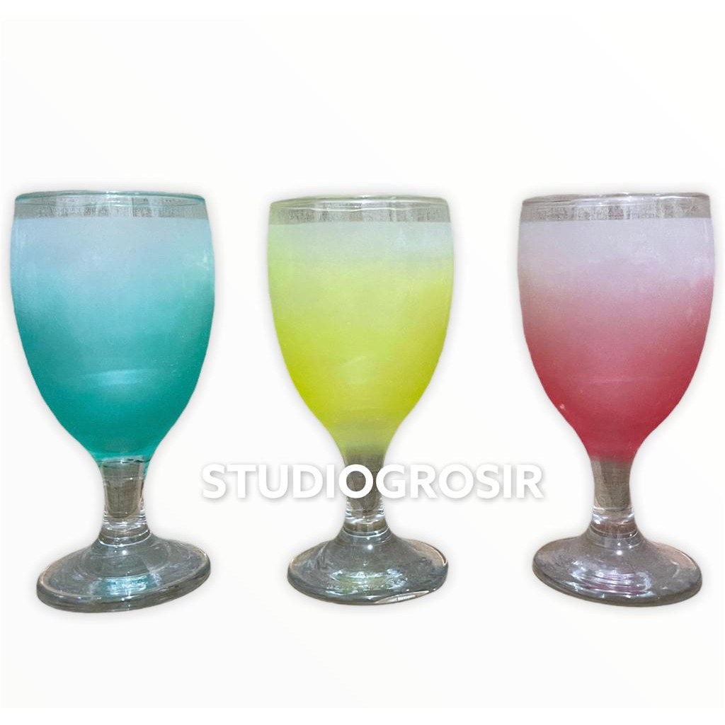 GELAS KACA PENDEK KAKI KEDAUNG DISKON MOTIF RANDOM STH PROMO CUCI GUDANG