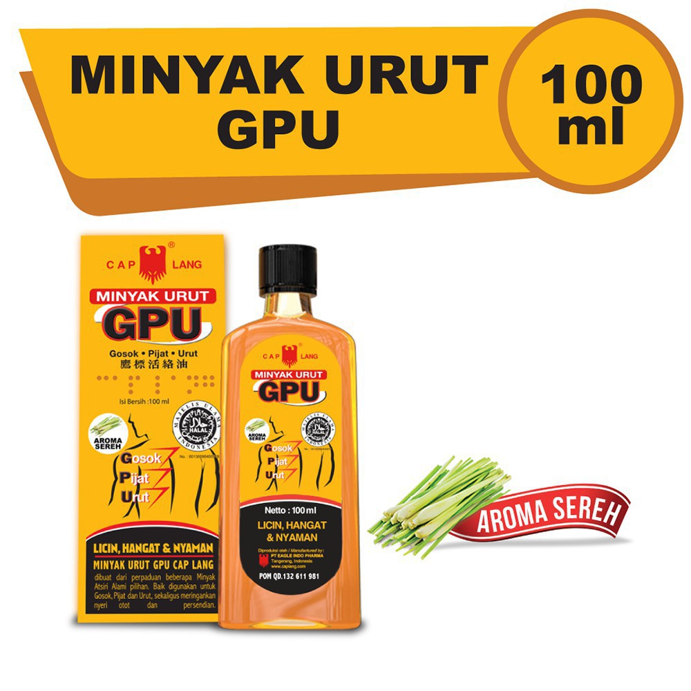 Minyak Urut GPU Sereh 100 ml - Liniment Oil 100ml - Minyak Pijat Gosok