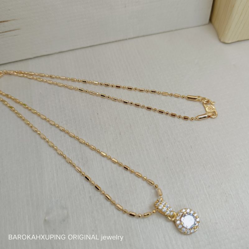 kalung xuping+kalung bambu liontin+kalung wanita/perhiasan lapis emas