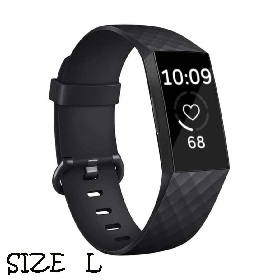 Tali Jam Silicone Strap Band Diamond Pattern for Fitbit Charge 3 black