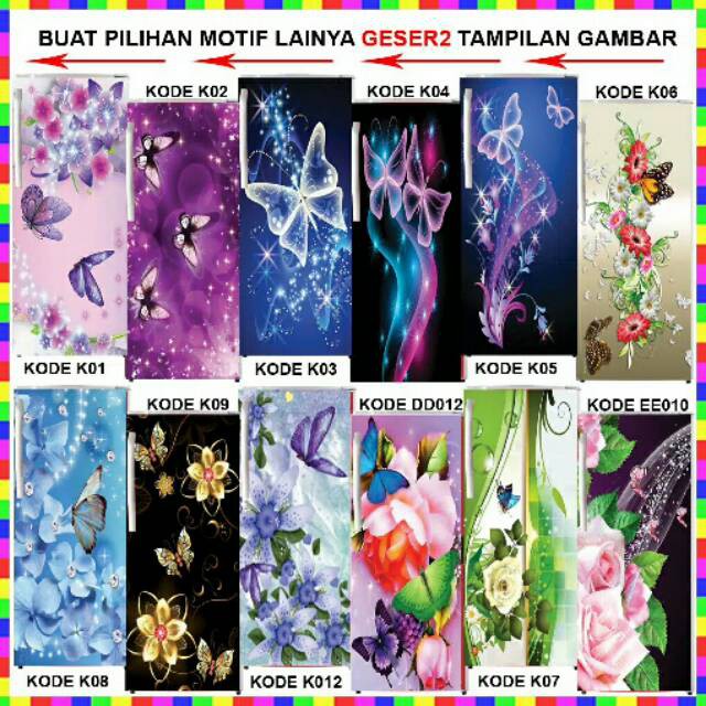 Stiker Kulkas 1 Pintu Aneka Motif Kupu-Kupu - Stiker Kulkas 1 Pintu