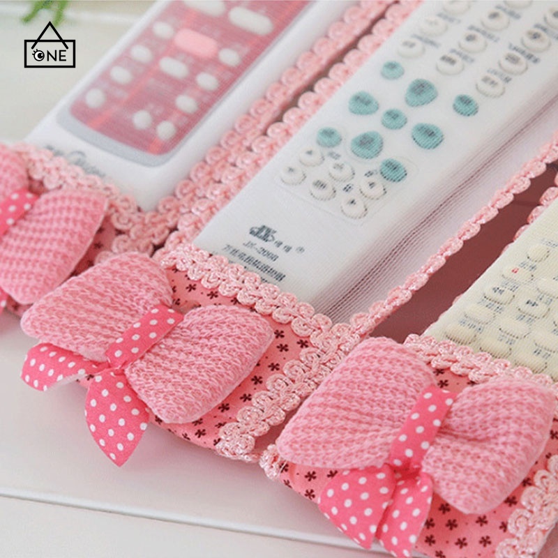 COD❤TV Air Conditioner Remote Control Set with Lace Bowknot Protective Cover Remote Control Bag A one