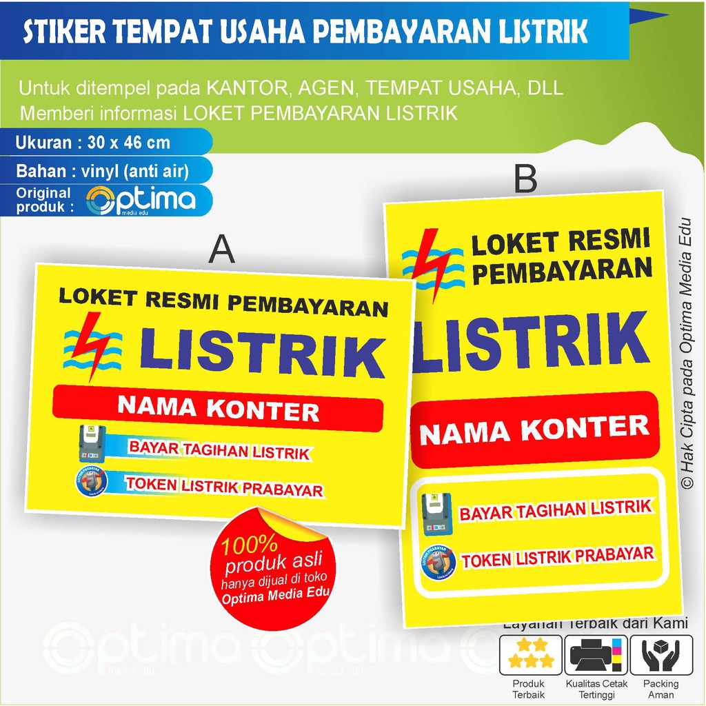 

STIKER TEMPAT USAHA PEMBAYARAN LISTRIK bisa request nama konter
