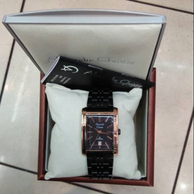 JAM TANGAN PRIA/WANITA ALEXANDRE CHRISTIE RANTAI BLACK GOLD AC8408 ORIGINAL