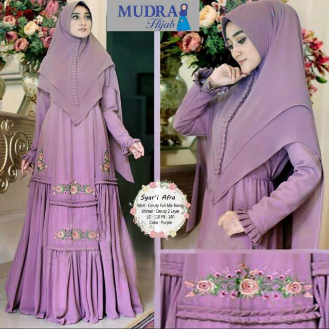 Syar'i Afra ceruty full-khimar ceruty 2 layer by Mudra hijab