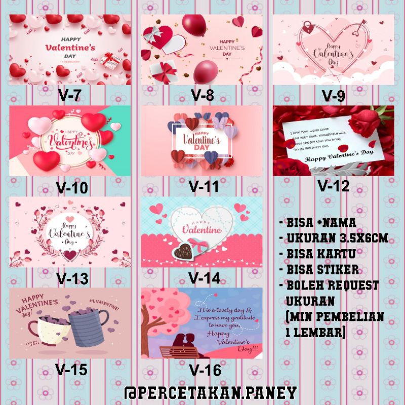 

Kartu Valentine Stiker Valentine Sticker Kasih Sayang Kado Pacar Orang Tersayang Hadiah