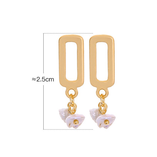 LRC Anting Tusuk Fashion Gold Geometric 925 Sterling Silver Pearl Earrings D03305