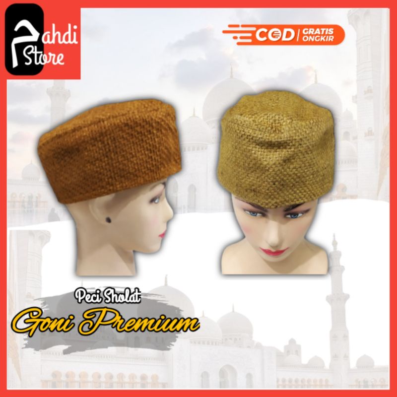 Peci GONI PREMIUM /Kopiah Rajut Goni /Peci Songkok /Peci Karung goni /Peci Murah oleh-oleh haji
