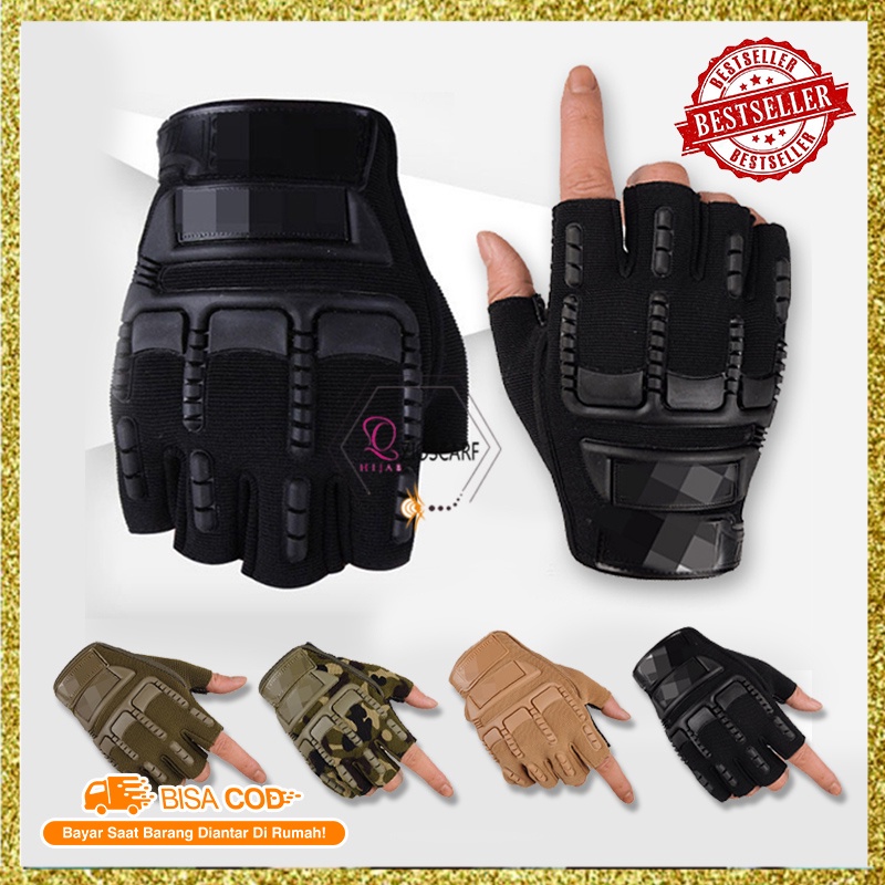 SARUNG TANGAN MOTOR TACTICAL PRIA DEWASA GLOVES HALF FINGER GLOVE BIKER SPORT GYM HLF