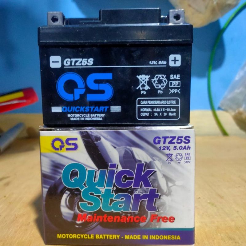 aki GTZ5S QS Quick start 5ampere untuk beat ,supra 125,vario 110,mio m3,scoopy,mio j,mio z,blade,dll