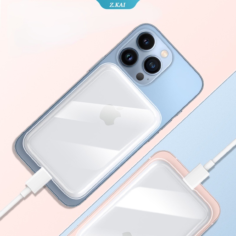 Case Pelindung Baterai Eksternal Bahan Silikon Transparan Anti Gores Untuk Apple MagSafe