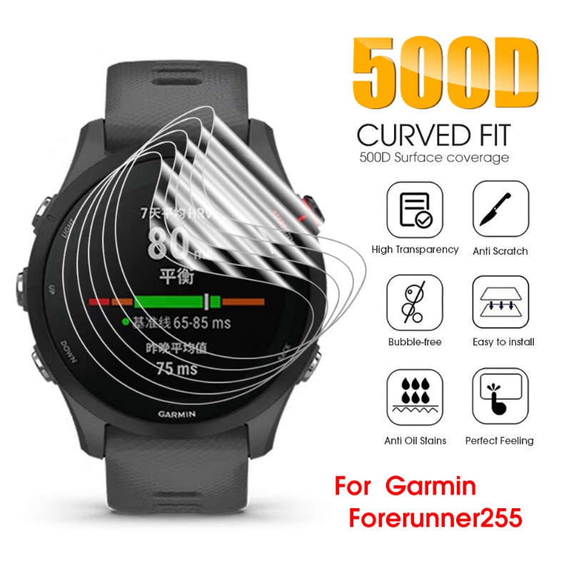 Film Pelindung Layar Hydrogel Bahan TPU Lembut Bening Untuk Garmin Forerunner 255 / 2.5D