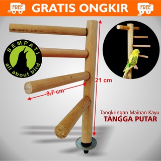 TANGKRINGAN MAINAN KAYU TANGGA PUTAR SANGKAR KANDANG BURUNG LOVEBIRD