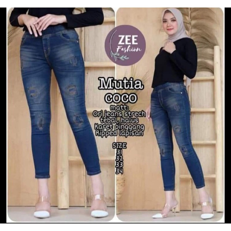 CELANA JEANS PINGGANG KARET / BAGGY PANTS JEANS / CELANA JEANS WANITA