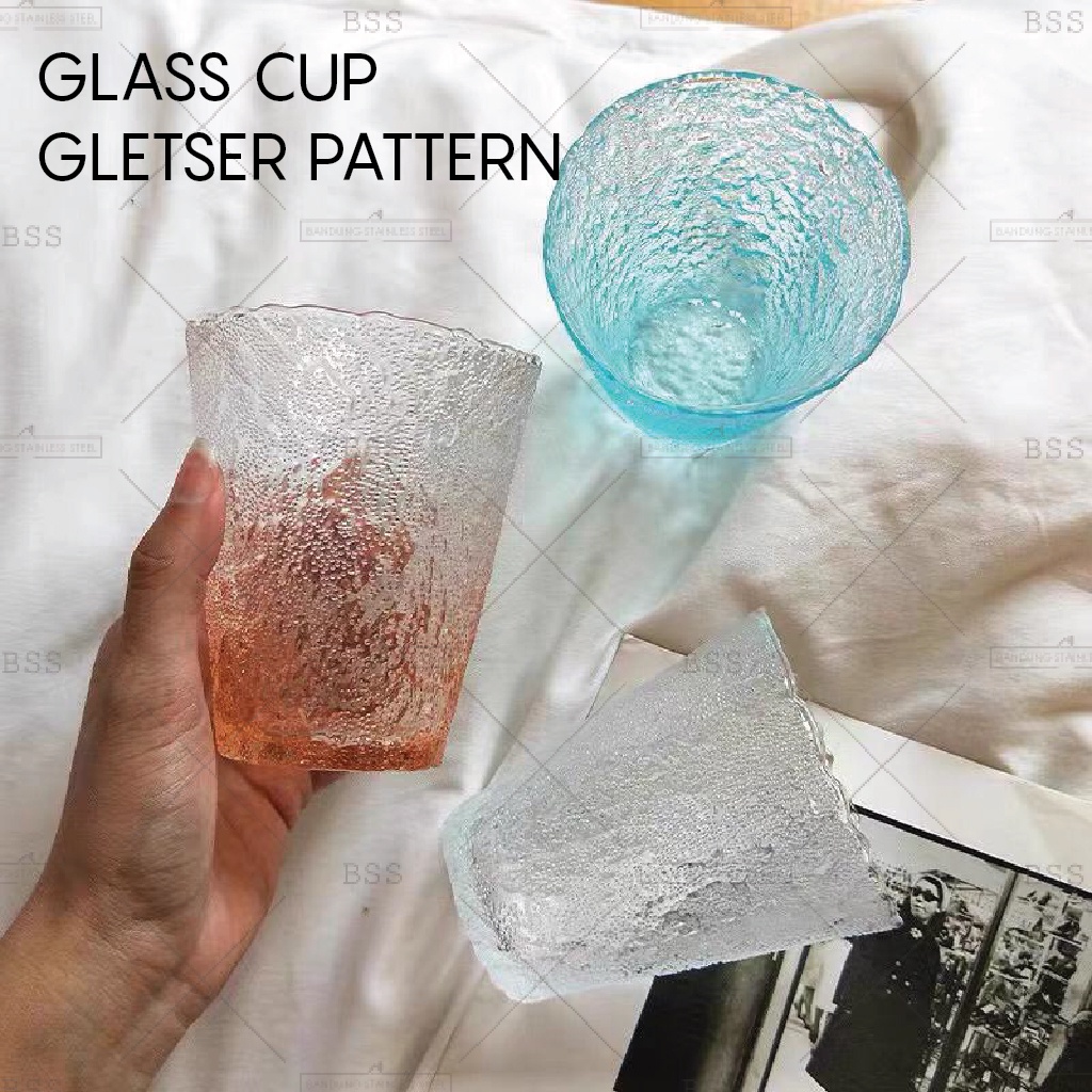 Vintage Retro 260ml Gelas Kaca Gelas Estetik Aesthetic Unik Cantik Drinking Glass