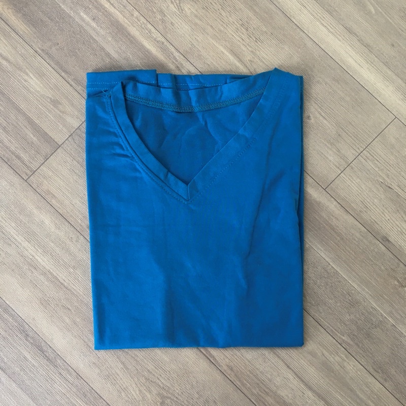 [COD] Kaos polos wanita lengan pendek Oversize Jumbo Murah V neck - by.Nyaman_Kaosan-*Pendek , Blue lagon