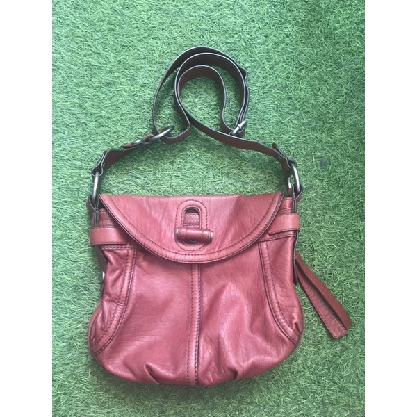 tas selempang fossil 54 fifty four preloved second merah pink mirabela jadul vintage