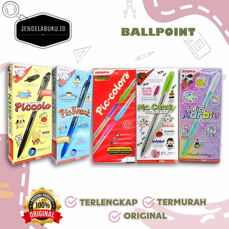 

BALLPOINT PULPEN 0.5 0.7 PICCOLO PIC-COLORS PIC CANDY PIC KNOCK PIC MARBLE PERPAK