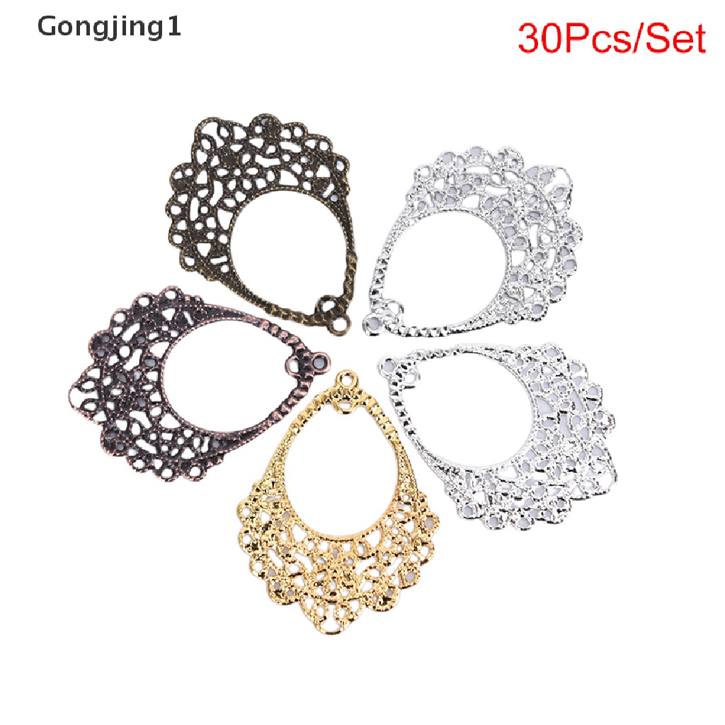 Gongjing1 30pcs Konektor Filigree Wraps Bahan Metal Untuk Membuat Perhiasan DIY