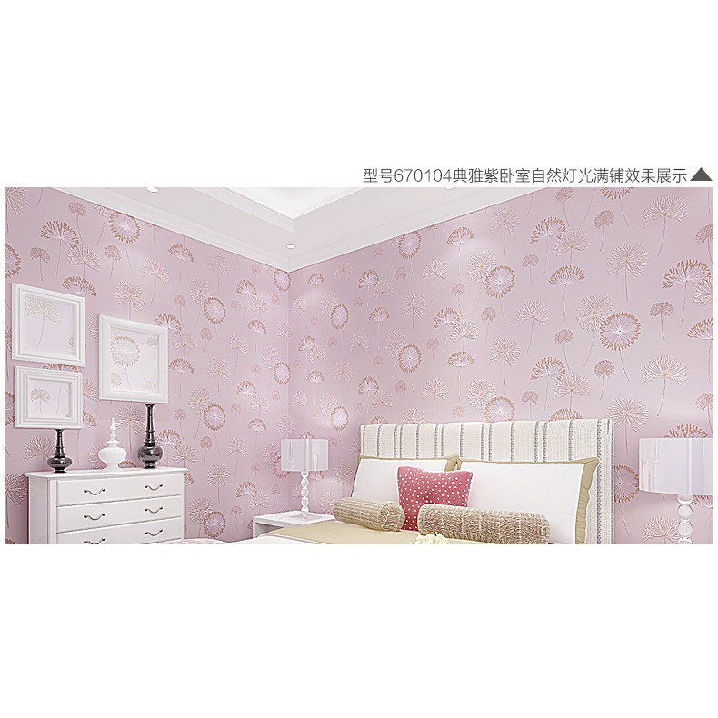 Wallpaper 3D Non Woven Warm Rural Dandelion 53cmx10m- Purple 670104