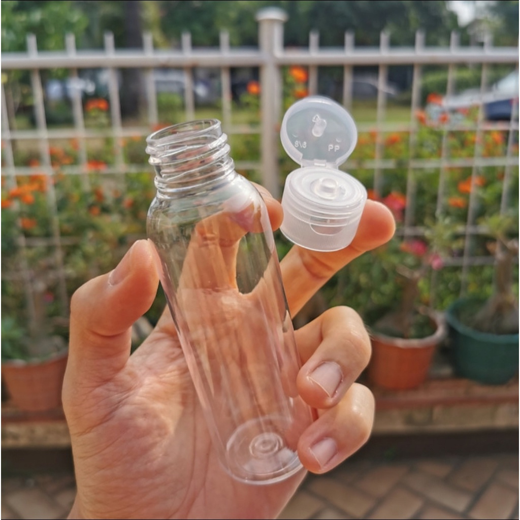 Botol 100ml flip top grosir 100 ml fliptop botol bening plastik tutup flip top natural neck 24 impor