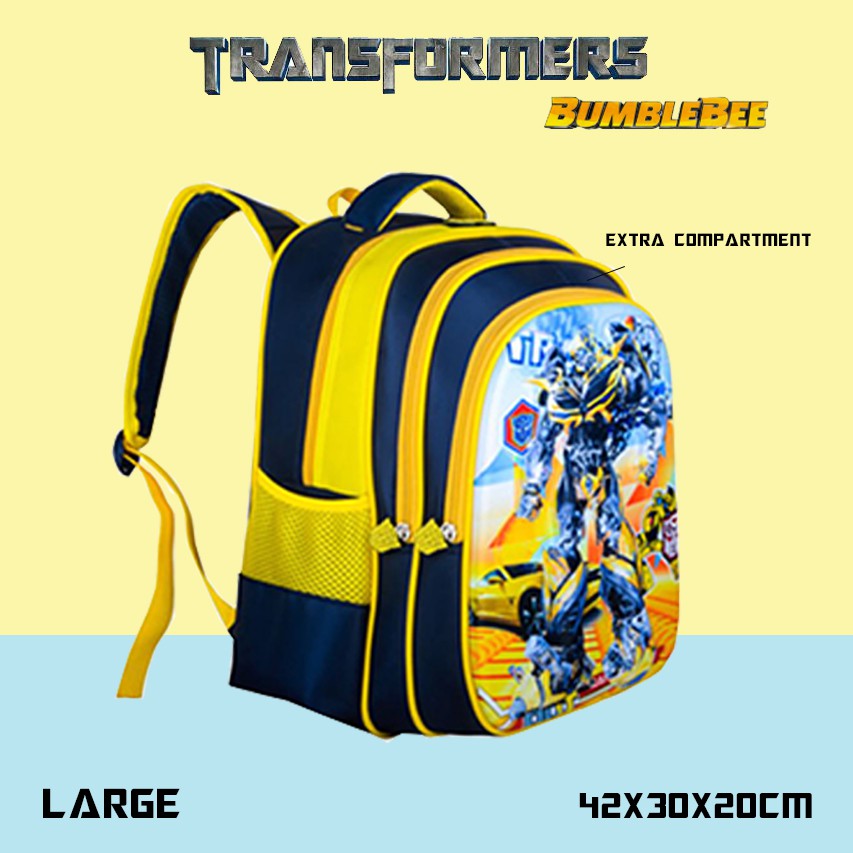 [Brandedbaby] TAS RANSEL ANAK SEKOLAH TRANSFORMER BUMBLE BEE IMPORT WATERPROOF S/M/L